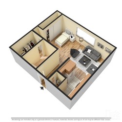 Floor Plan - 0 Bedroom - 1 Bath