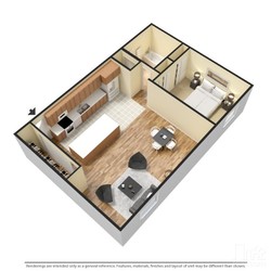 Floor Plan - 1 Bedroom - 1 Bath